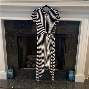 Black and White Asymmetrical Fit and Flare Dress